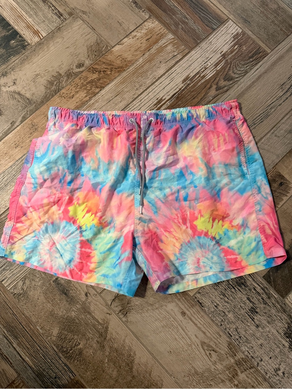 Men's Boardies Tie-Dye Swim Trunks — Pink & Blue